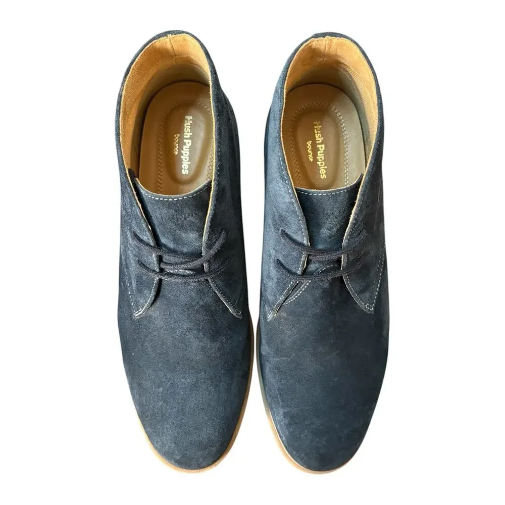 Hush Puppies Bounce Navy Suede Chukka Desert Boots Men’s 9M Comfort Minimalist